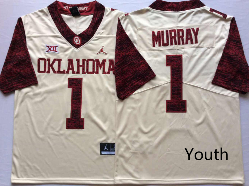NCAA Youth Oklahoma Sooners White Limited 1 MURRAY jerseys